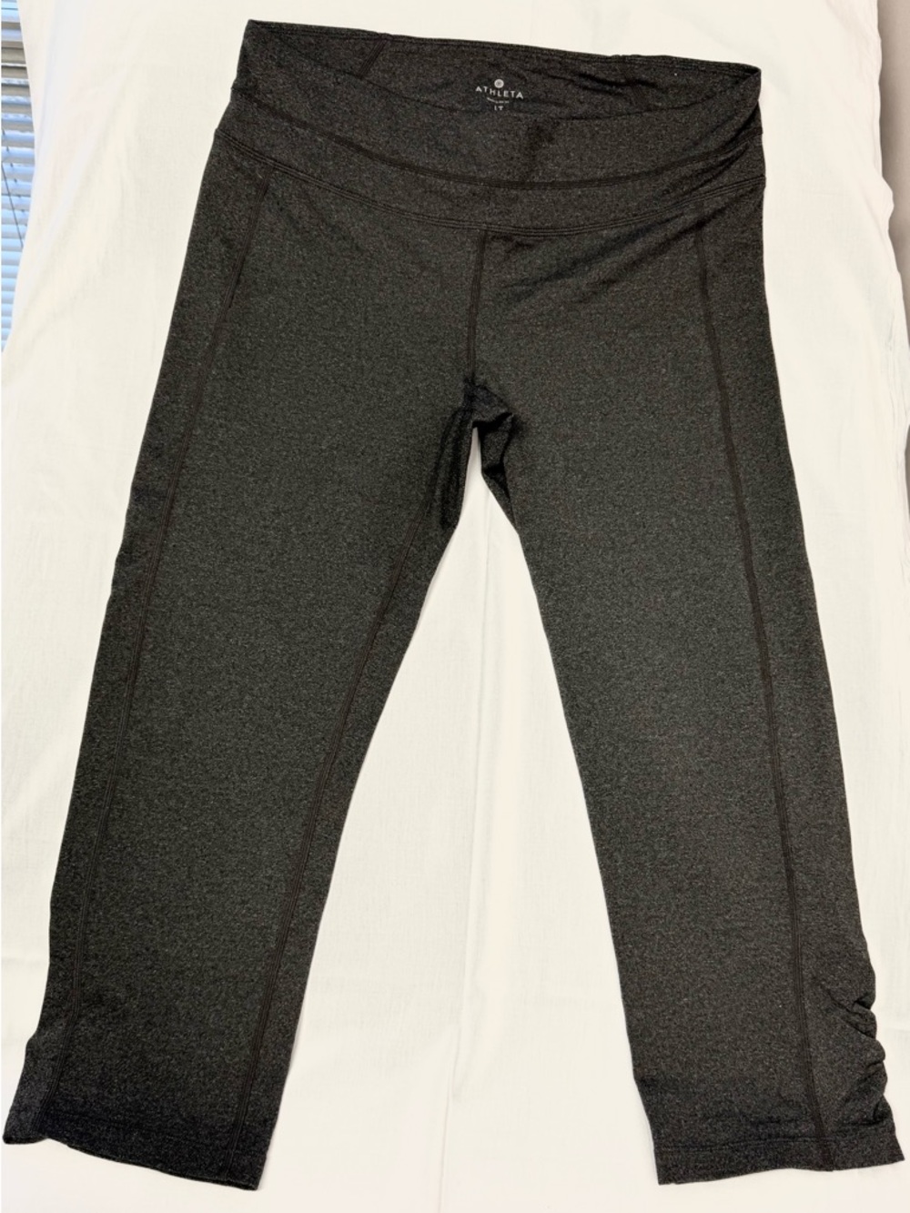 Athleta Gray Heather Ruched Hem Capri Leggings LT Large Tall